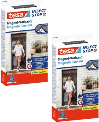 Image de TESA INSECT STOP Moustiquaire de porte magnétique, autobloquante, 1mx2,2m x2