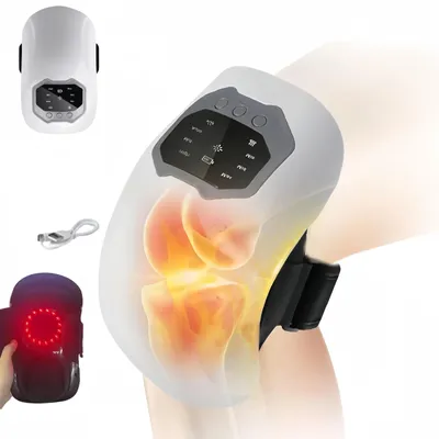 Produktbild von Knie-Massagegerät beheizbares,Kniemassagegerät mit Rotlichttherapie,3 Heizstufen,mit Wärme & Rotlicht,2400mAh Akku,LED-Touchscreen,für Gelenkschmerzen