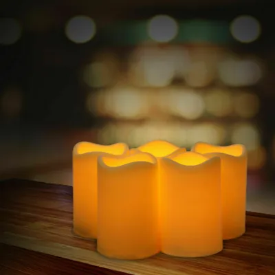 Image de 5 bougies LED, 3AAA piles, bougies LED scintillantes, 10 cm de hauteur, bougies décoratives pour dîner, anniversaire, fête de Noël