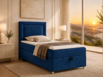 Produktbild von Best for Home Boxspringbett mit Bettkasten Trinity K3-SINGLE 70x200 Bonellfederkern inkl. Topper - Blau