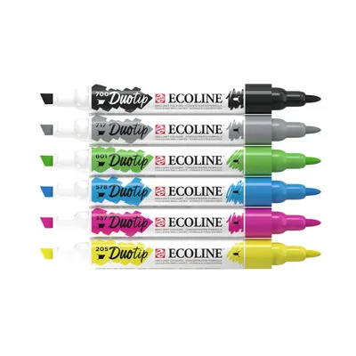 Obrázok produktu pre TALENS ECOLINE - Duotip Marker Ecoline Basic Set 6 farieb | Sada 3 x 6 kusov