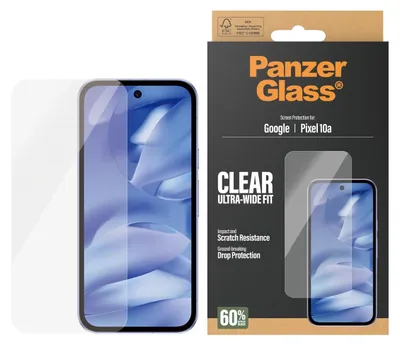 Produktbild von PanzerGlass ® Displayschutz Google Pixel 10a 5G | Ultra-Wide Fit, Google, Google - Pixel 10a 5G, Trockene Anwendung, Kratzresistent, Schockresistent, Transparent, 1 Stück(e)