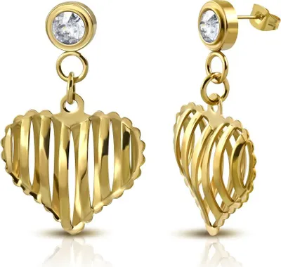 Produktbild von Ohrstecker Edelstahl Damen Ohrringe Herz Zirkonia Kristall Autiga® gold