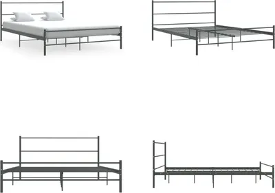 Produktbild von vidaXL Bettgestell Grau Metall 140×200 cm - Bettgestell - Bettgestelle - Bettrahmen - Bettrahmen