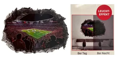 Produktbild von [8315] FCB Wandtattoo 3D nachtleuchtend Allianz Arena, mehrfarbig A-Ware