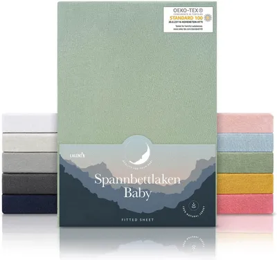 Produktbild von Baby- & Kinder-Bettlaken Laleni Jersey-Spannbettlaken, 40 x 90 cm, für Babybett und Kinderbett, 100 % Baumwolle, -, 2er-Pack, Grün