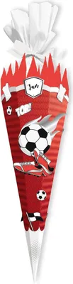 Produktbild von itenga SCHULTÜTEN Bastelset 68cm "FUSSBALL" meine Vereinstüte rot - rot weiss