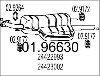 Produktbild von MTS 01.96630 Endschalldämpfer für OPEL Astra G Limousine (T98) Auspuff