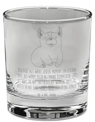 Produktbild von Mr. & Mrs. Panda Tumbler Glas Corgie - Transparent - Geschenk, Hund, Corgi, Lebensfroh, Sprüche, Haustier, Gravur Whiskyglas, Whiskey, Scotch, Spruch