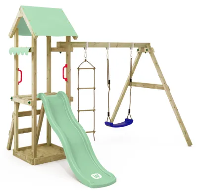 Immagine prodotto di Torre giochi Wickey TinyCabin con altalena e sabbiera in verde chiaro