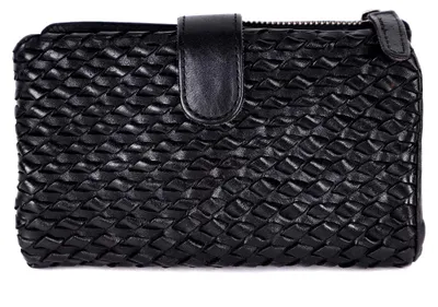 Produktbild von Damenbörse aus echtem Leder, kleine Geldbörse mit Reißverschluss, Münzfach und Kreditkartenetui, Schwarz, 16,5 x 10,5 x 3