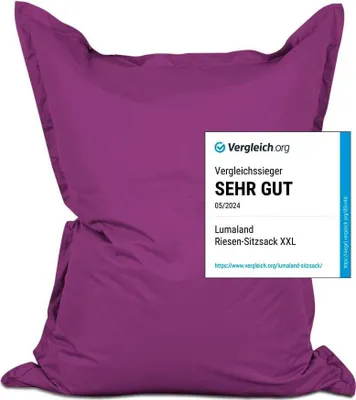 Produktbild von Lumaland Riesen-Sitzsack XXL 140x180 cm Wasserfestes Indoor & Outdoor Liegekissen über 3 Mio. anpassungsfähigen EPS-Perlen Bean Bag waschbarem Bezug