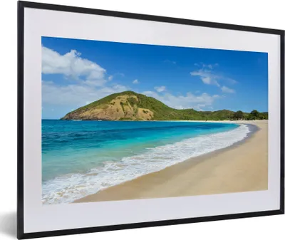 Produktbild von MuchoWow® Gerahmtes Poster Meer - Tropen - Strand - Pflanzen 60x40 cm - Poster mit Schwarzem Bilderrahmen Wandposter Rahmen Foto Bilder - Schlafzimmer - Plakat in Rahmen - Drucken