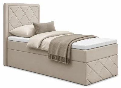 Produktbild von Bett, Boxspringbett DORMI MINI 3, 90x200 cm mit Bettkästen, Ohne Topper (Creme: Itaka 46)