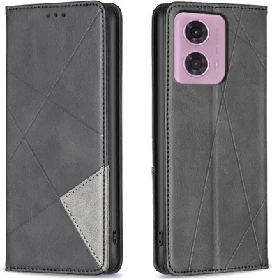 Produktbild von Mobigear Rhombus Slim  Motorola Moto G24 Hülle Klapphülle - Schwarz