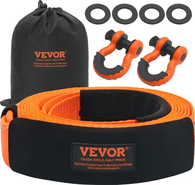 Produktbild von VEVOR Abschleppgurt-Bergeset 76,2 mm x 6,1 m (MBS-16329 kg) Baumschoner-Windengurt, dreifach verstärkte Schlaufe & Schutzhüllen & Aufbewahrungstasche, 3/4 Zoll D-Ring-Schäkel, für LKW, Jeep, SUV, ATV