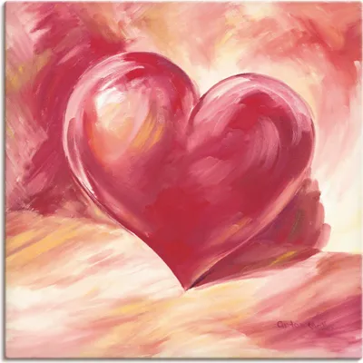 Produktbild von ARTland Leinwandbild Rosa/rotes Herz Größe: 50x50 cm