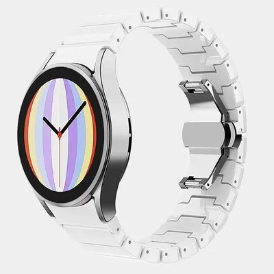 Produktbild von SYSTEM-S Armband 20 mm aus PC für Samsung Galaxy Watch 5 4 Smartwatch in Weiß