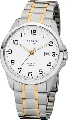 Produktbild von Regent F-1014 Herren-Uhr Analog Quarz mit Edelstahlarmband Datum Ø 39 mm