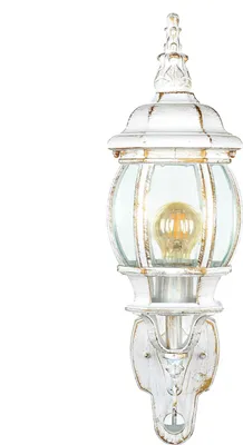 Produktbild von Außenlampe Wand Bewegungsmelder Aluminium Glas 54 cm hoch IP23 in Weiß Gold E27 Rustikal Außenleuchte