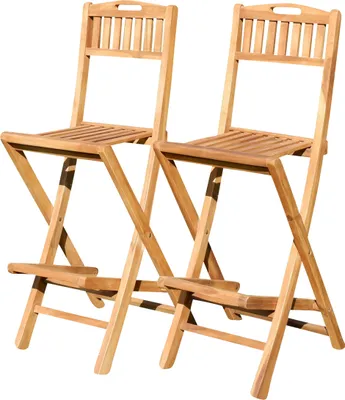 Produktbild von ALEOS. 2Stück Barhocker Bistrohocker Bistrosessel Barsessel Barstuhl klappbar echt TEAK Holz BIMA-KLAPP