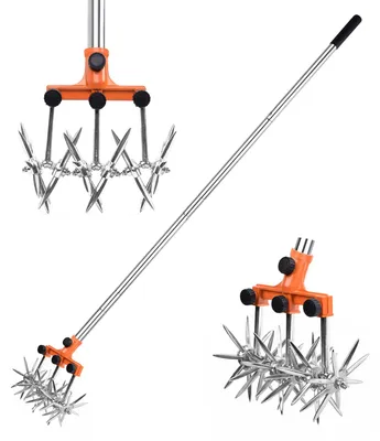 Image de Cultivateur rotatif, avec des piquets en acier inoxydable réglables, longueur totale : 145 cm