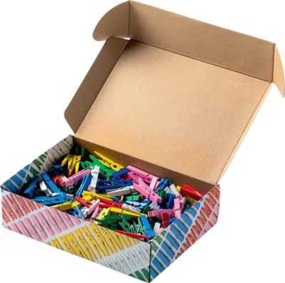 Produktbild von folia Holzklammern-Mix BASIC Jumbobox 500 g