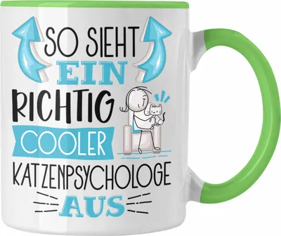 Produktbild von Trendation - Katzenpsychologe Tasse So Sieht Ein Richtig Cooler Katzenpsychologe Aus Geschenk Lustiger Spruch Geschenkidee (Grün)