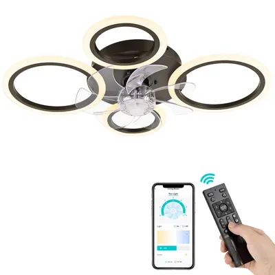 Produktbild von FIMEI Deckenventilator mit Licht 53 cm,stufenloser Dimmer, 6 Geschwindigkeiten, Fernbedienung & APP