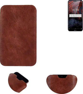Produktbild von K-S-Trade Schutzhülle Handyhülle kompatibel mit Nokia 6.1 Plus Handytasche Kunstleder Sleeve in braun