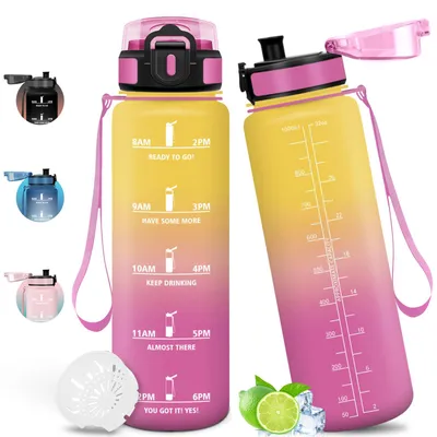 Produktbild von Trinkflasche 1000ml Sport BPA-frei mit Zeitmarkierung und Filter