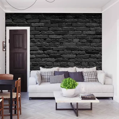 Obrázok produktu pre Muralo XXL netkaná FOTOTAPETA čierna tehlová nástenná dekorácia 3D efekt (Š) 90 cm x (V) 60 cm fototapeta obývacia izba spálňa 4797