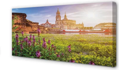 Produktbild von Leinwandbild 120x60 Wandkunst Deutschland Sonnenaufgang Fluss