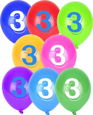 Obrázok produktu pre Číslo 3 balóny narodeninové balóny výročie 3 roky 8 kusov farebné -