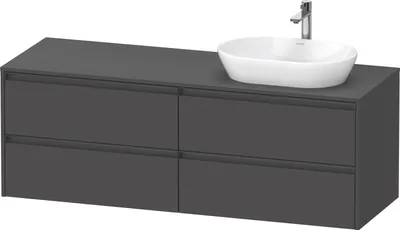 Image de Duravit Ketho.2 plan de toilette sur console suspendu, découpe de la vasque à droite, 1600x568x550mm, 4 tiroirs, K24899R49490000