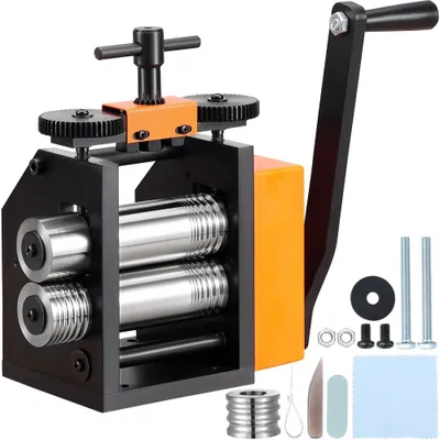 Zdjęcie produktu dla Walcarka ręczna 3 w 1 - Walcarka kombinowana 76 mm, walcarka ręczna - Walcarka jubilerska - Regulowana grubość 0,1-7 mm - Walcarka ręczna do złota, K-złota, czystego srebra, srebra 925 itp.