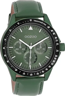 Produktbild von Oozoo Armbanduhr grün Leder Timepieces Herren Analog-Quarzuhr UOC11111