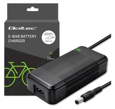 Zdjęcie produktu dla Ładowarka Qoltec Do Roweru Skutera Elektrycznego 36V | 42V | 4A | 5.5*2.1 +Kabel Zasilający