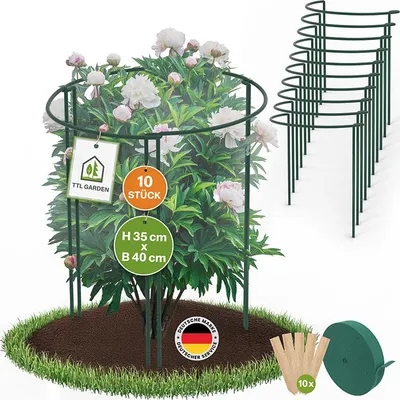Produktbild von TTL GARDEN Strauchstützen 10er Set 35x40cm + Klettband + Pflanzschilder