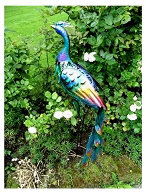 Produktbild von Dekofigur Pfau aus Metall, bunt, 90 cm hoch