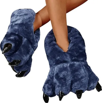 Produktbild von ASKSA Uni Soft Pluesch Haus Hausschuhe Tier Kostuem Pfote Claw Schuhe, Blau, Groesse: 36-42