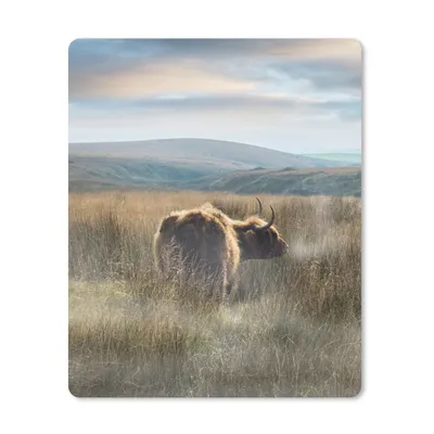 Produktbild von MuchoWow® Mauspad Mousepad Schottische Highlander - Nebel - Gras 30x40 cm - Mousepads - Maus Mat - Pad - Mausunterlage - Mausmatten