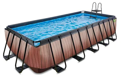 Zdjęcie produktu dla EXIT Wood Basen Stelażowy 540x250x122cm, Basen Naziemny, z Filtrem piaskowym, Brązowy