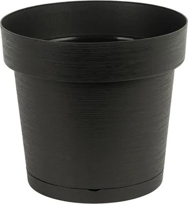 Image de Pot de fleurs en plastique avec soucoupe MELROSE GLAMOUR 25 cm, plastique, couleur anthracite, mat