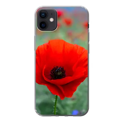 Produktbild von MuchoWow® Handyhülle Schutzhülle Hülle für iPhone 12 mini Lila und rote Mohnblumen auf einer Wiese Silikon Softcase Handy Hülle - Bild