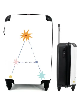 Produktbild von MuchoWow® Koffer Handgepäck Trolley Rollkoffer Kleine Reisekoffer mit 4 Rollen - Alphabet - Kind - Sterne - Cabin Size < 55x40x23 cm & 55x40x20 cm - Kinderkoffer - Kabinenkoffer - Boardgepäck - Reise-Box - Reisekoffer - Reisegepäck - Koffer mit Bild - Trolley für Kinder