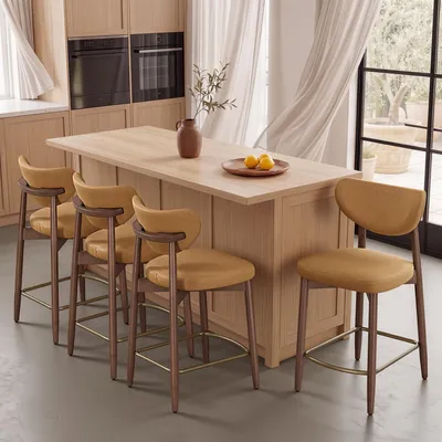 Produktbild von VASAGLE Barhocker 4er Set, mit Massivholzbeinen, ergonomischer Rückenlehne