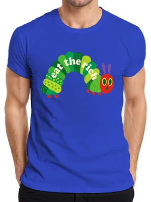 Produktbild von Eat The Rich Raupe Hungrig Nimmersatt Parodie Statement Sarkasmus Herren T-Shirt, Blau, S