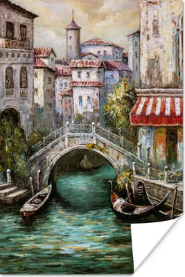 Produktbild von MuchoWow® Poster Gemälde - Öl - Wasser - Graben - Italien 80x120 cm - Papierdruck