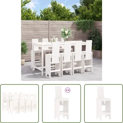 Produktbild von The Living Store 9-tlg. Gartenbar-Set Weiß Massivholz Kiefer